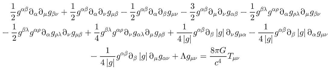 The Einstein field equations fully written out and expanded in terms of the metric.